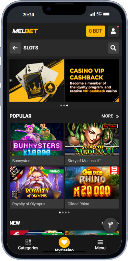 Screenshot of the Melbet Casino page