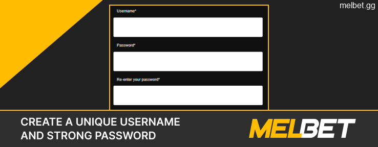 On the registration window of Melbet Affiliate website, create a unique username and a strong password