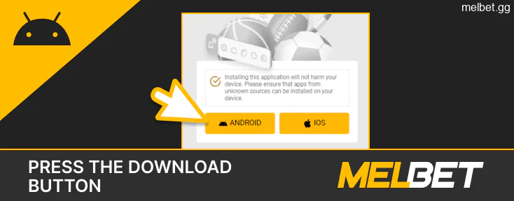 Press the "Download" button to start downloading Melbet app apk