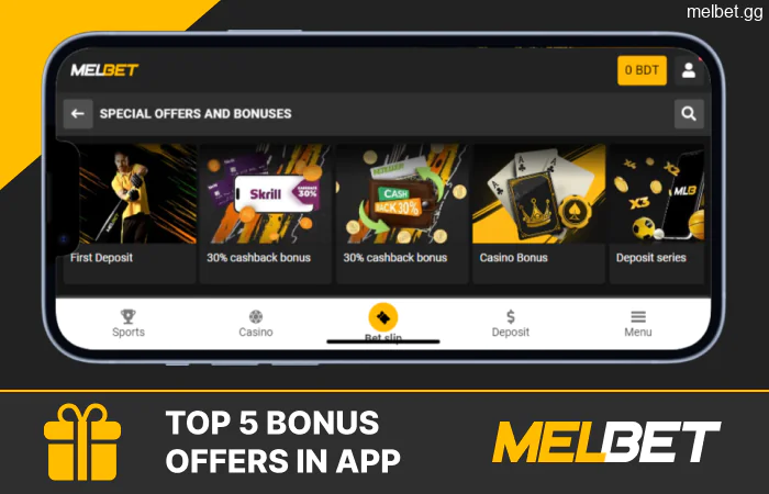 Melbet app's top 5 bonus offers