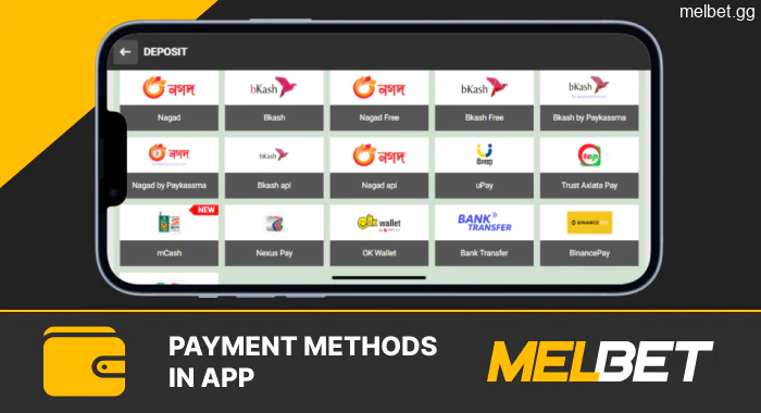 Payments via Melbet App