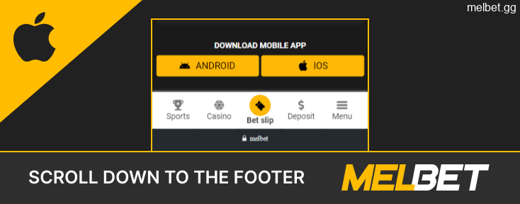 Scroll down the footer of the Melbet main page