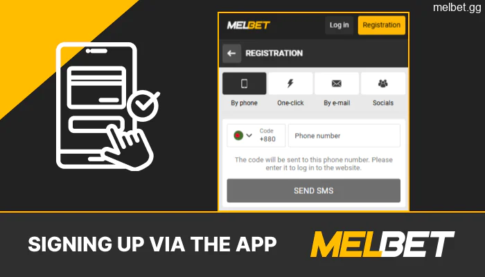 Registration via the Melbet app