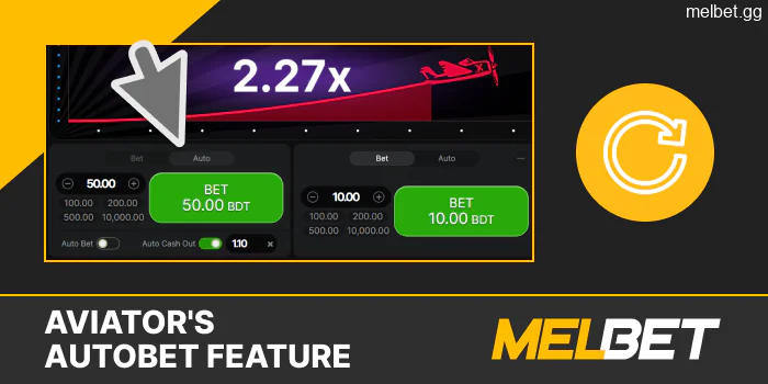 Autobet feature of the Melbet Aviator game