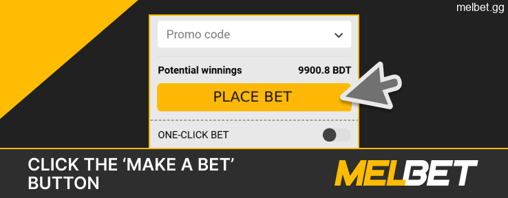 Click "Place Bet" on the Melbet slip