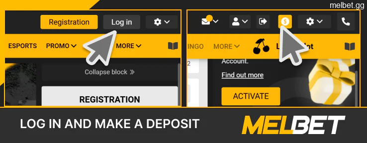 Make a deposit at the Melbet website