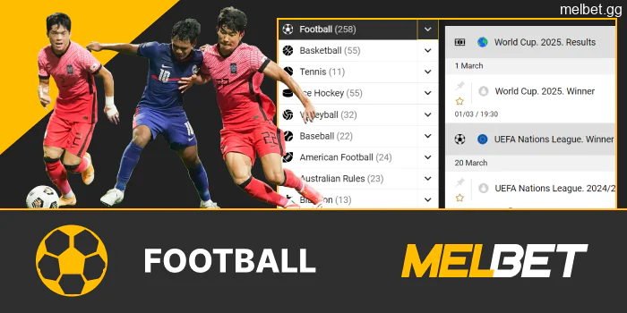 Football betting on the Melbet bookmaker