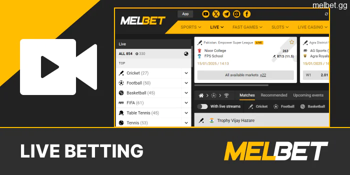 Melbet live betting on sports