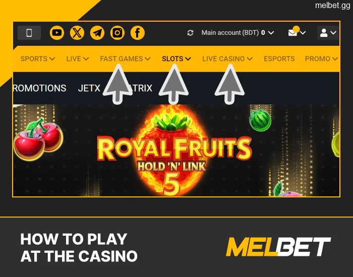 How to play casino games at Melbet