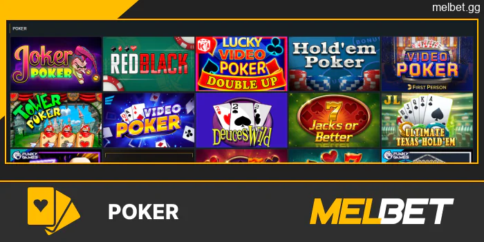 Poker games at Melbet site