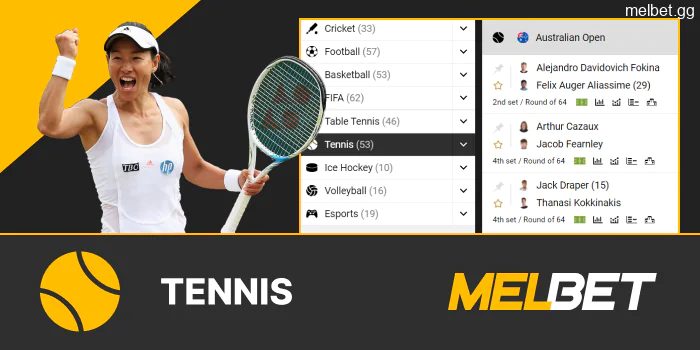 Tennis betting at Melbet