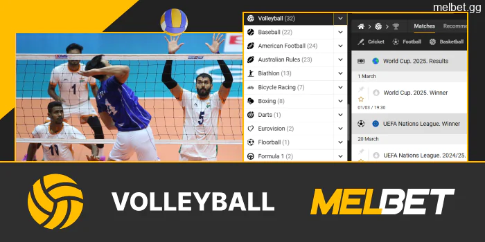 Volleyball betting on the Melbet site