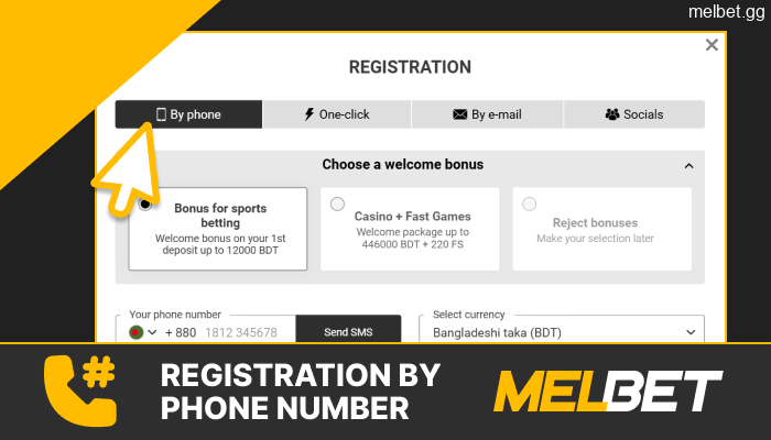 Registering to Melbet using a phone number