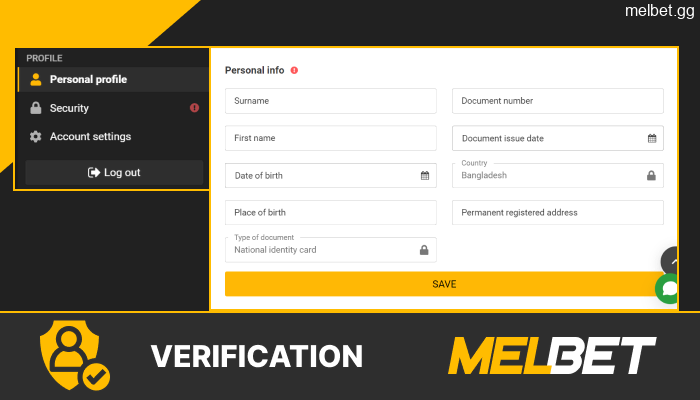 Verification of identity on the Melbet website